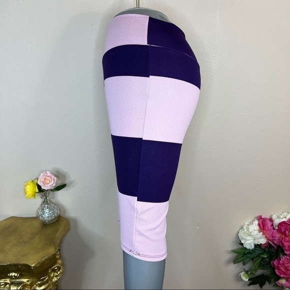 S LuLaRoe Pink & Purple Colorblock Striped Stretch Pencil Skirt Small - Picture 2 of 6